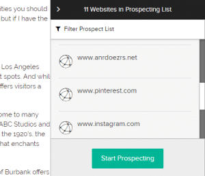 Prospecting lists in Buzzstream