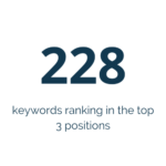 statistic box showing 228 ranking position in the top 3 positions on Google