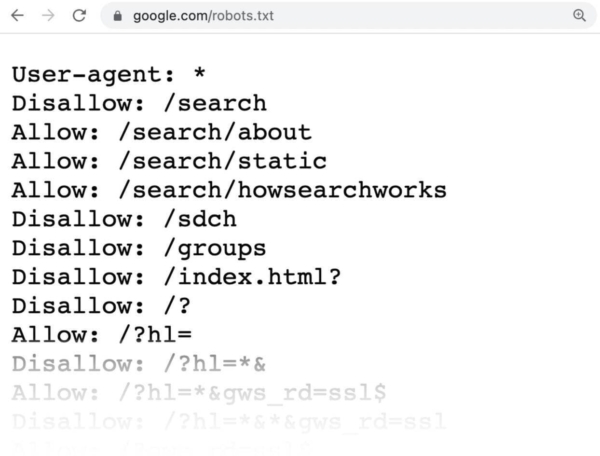 Example of robots txt