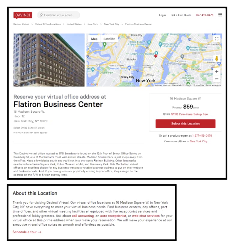 Example of local content for the Flatiron Business Center in NYC