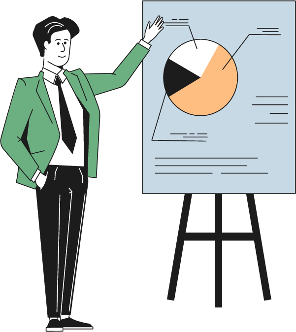 illustration - man showing graph